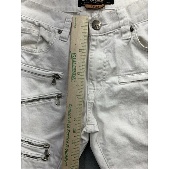 CDMG Caliber Denim Jeans Men's Size 32X32 White Moto Biker Stained Grunge - Picture 5 of 16